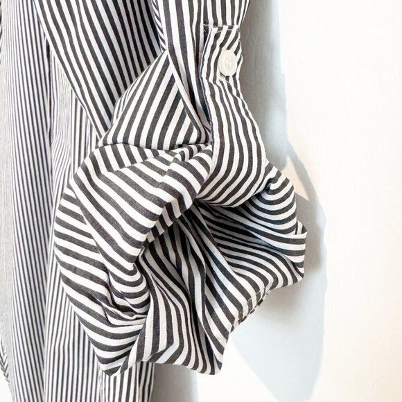 Calvin Klein Striped Button Up Roll Tab Shirt Office Work Business Casual Top - Picture 8 of 8